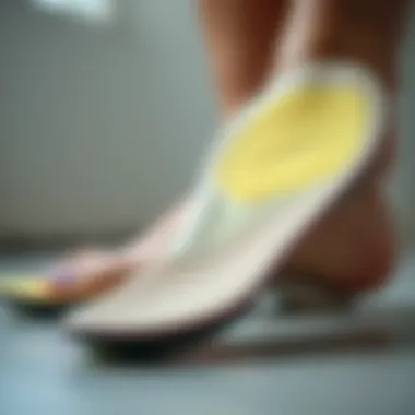 Close-up view of specialized insoles featuring grip technology