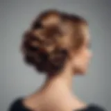 Elegant clip-in updo hair piece showcased against a minimalist background.