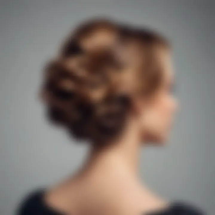 Elegant clip-in updo hair piece showcased against a minimalist background.