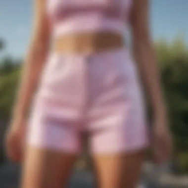 Close-up of sustainable fabric used in Missguided shorts