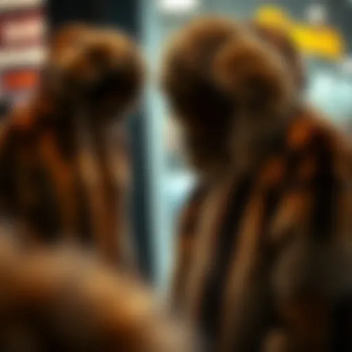 Stylish faux fur hoodie on display