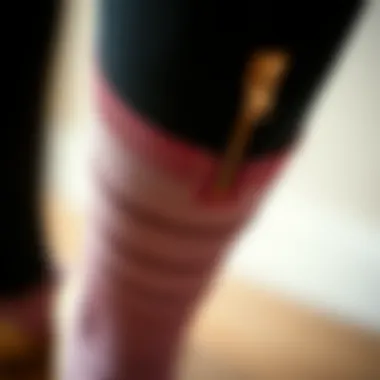 Close-up view of copper fit compression socks displaying zipper detail