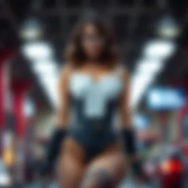 Stylish pairing of stockings and corset with modern accessories