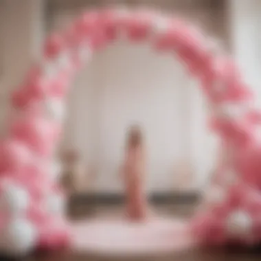 Stunning Balloon Arch for Graduation Elegant pink and white balloon arch at a graduation ceremony