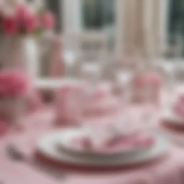 Table setting with pink and white decorations for a graduation party