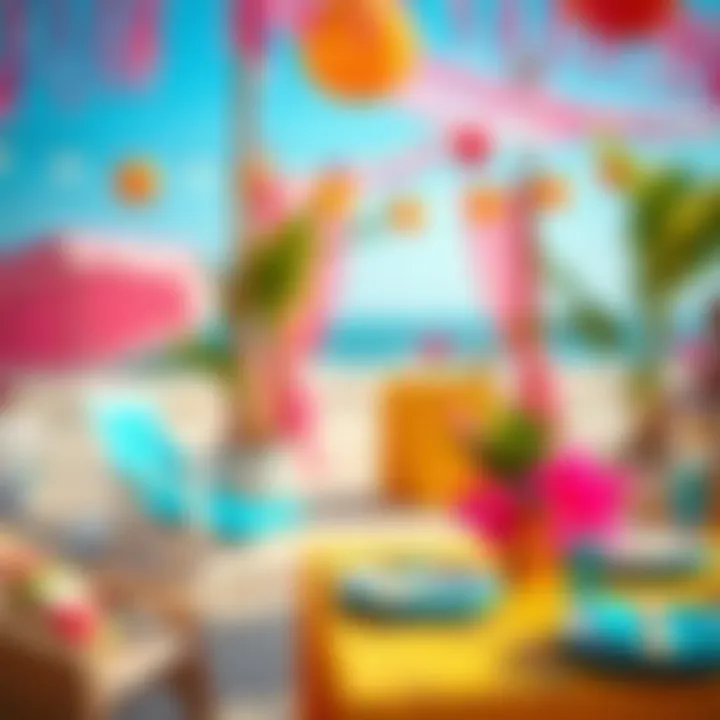 Vibrant Beach Party Decor Stylish beach party decoration with vibrant colors