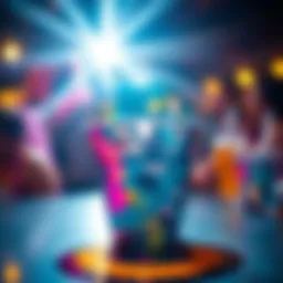 A sparkling disco ball reflecting light at a vibrant party