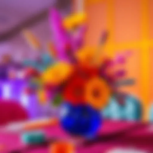 Vibrant 90s Inspired Centerpiece Colorful centerpiece inspired by 90s pop culture