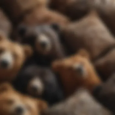 A close-up of various materials used in bear pillow covers