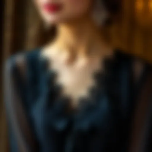 Elegant black formal chiffon blouse with intricate detailing