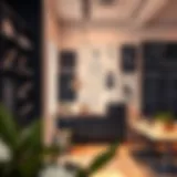 Chic Boutique with Fashion Blackboard Stickers A chic boutique adorned with blackboard wall stickers showcasing fashion quotes and sketches