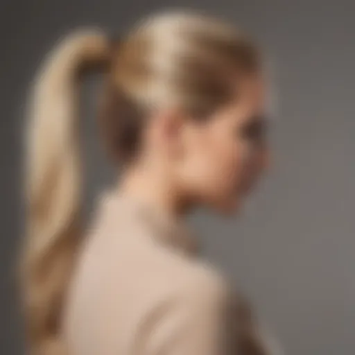 Elegant blonde ponytail extension showcasing its volume and shine