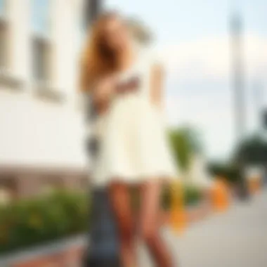 Chic Outfit with Butterfly Tights Stylish outfit featuring butterfly fishnet tights paired with a chic dress