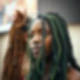 Artistic depiction of butterfly locs in various colors