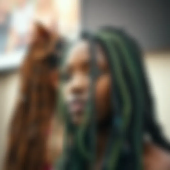 Artistic depiction of butterfly locs in various colors