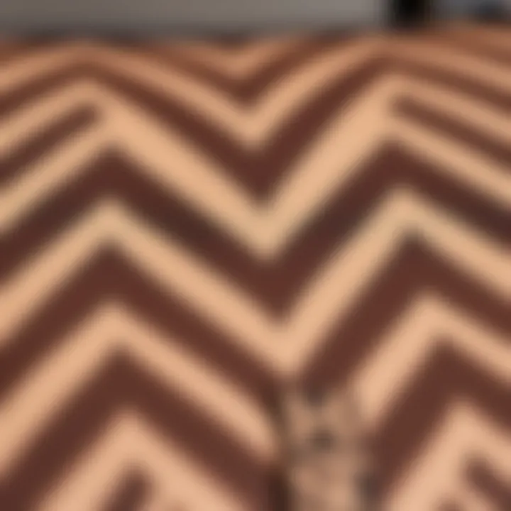 Close-up of chevron pattern showcasing intricate design details