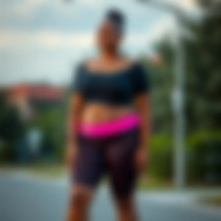 Confident individual wearing compression shorts outdoors