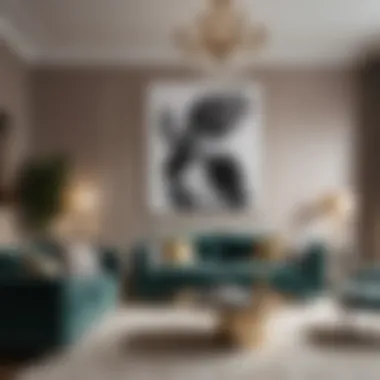 An elegant living room adorned with contemporary glam wall art that enhances the space's ambiance.