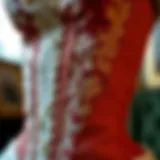 A detailed view of a vintage corset showcasing intricate lacework