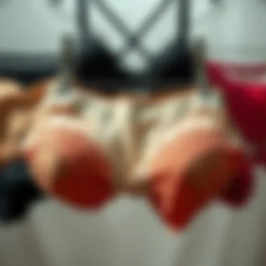 Various material choices used in criss cross underwear displayed creatively