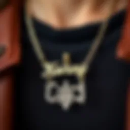 A close-up view of a custom Korean name necklace showcasing intricate craftsmanship