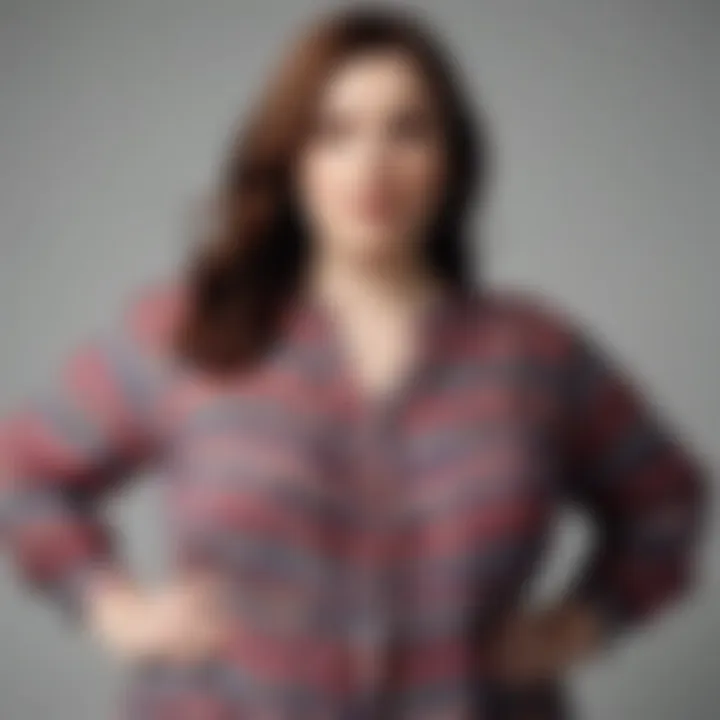 Trendy patterned blouse showcasing body positivity in plus sizes