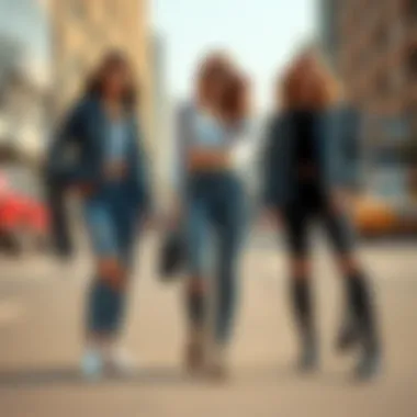 Experimenting with Detachable Jeans in Fashion Fashion enthusiasts experimenting with detachable jeans in various outfits