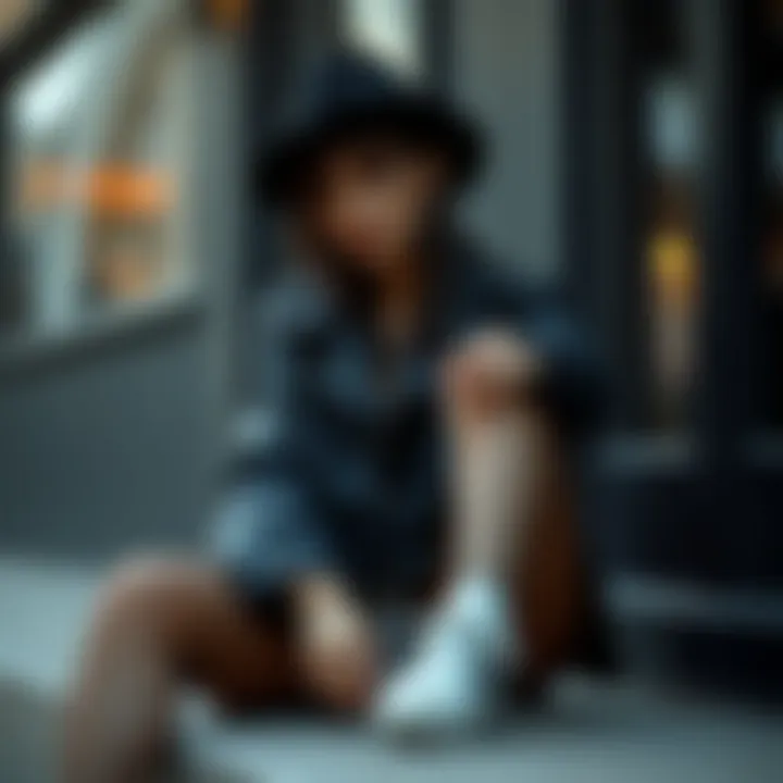 Trendy ensemble highlighting the comfort of toeless fishnet tights