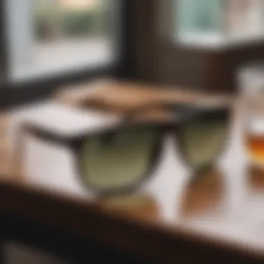 Stylish sunglasses displayed elegantly on a table