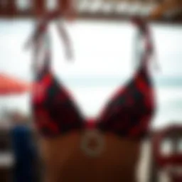 A stylish halter top showcasing vibrant patterns and textures