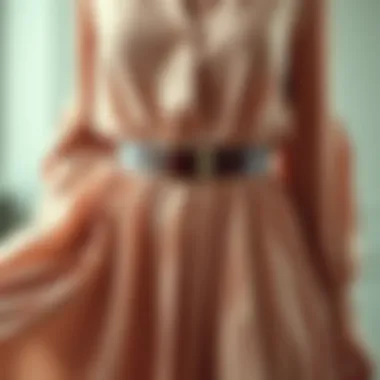 The Impact of Wide Belts on Dress Silhouettes A wide belt accentuating the waist of a flowing dress