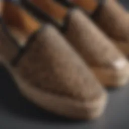 Close-up view of leopard print espadrilles showcasing intricate design patterns.