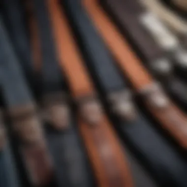 Close-up of various materials used in heavy duty suspenders