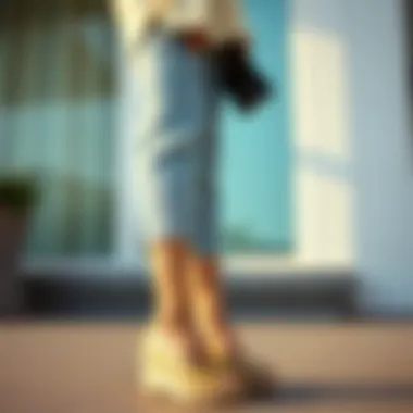 Stylish outfit featuring mid heel espadrilles