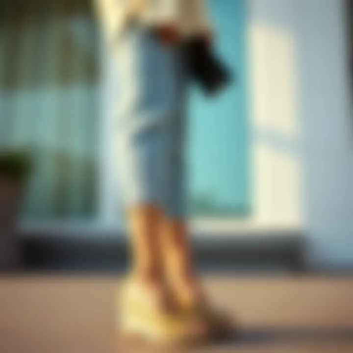 Stylish outfit featuring mid heel espadrilles