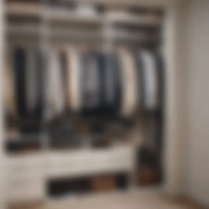 Hanging closet organizers in a well-arranged wardrobe.