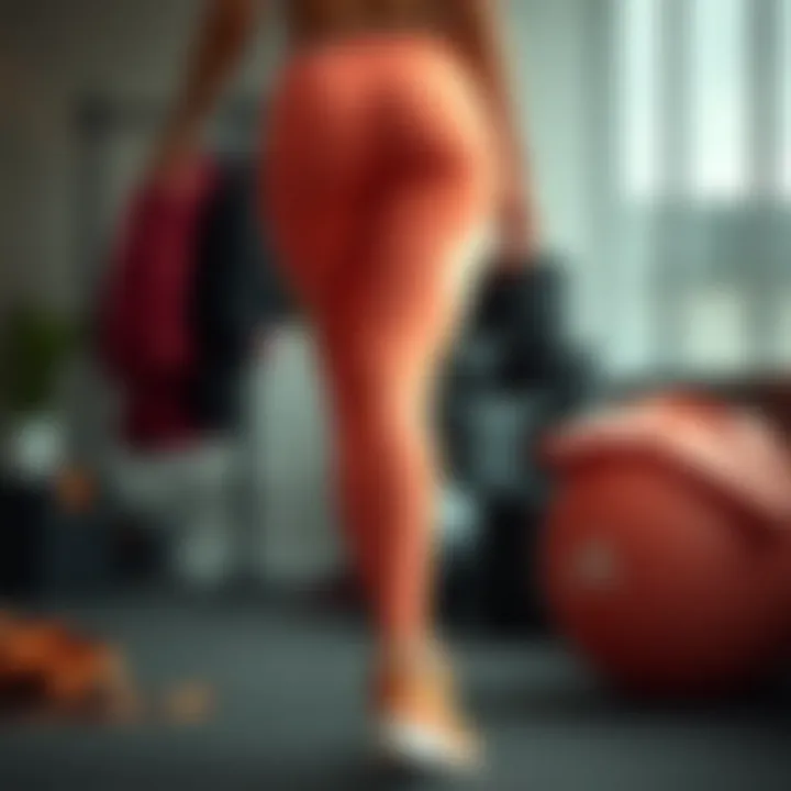 Peach Booty Leggings in Athleisure Fashion Peach booty leggings displayed in a stylish athleisure setup