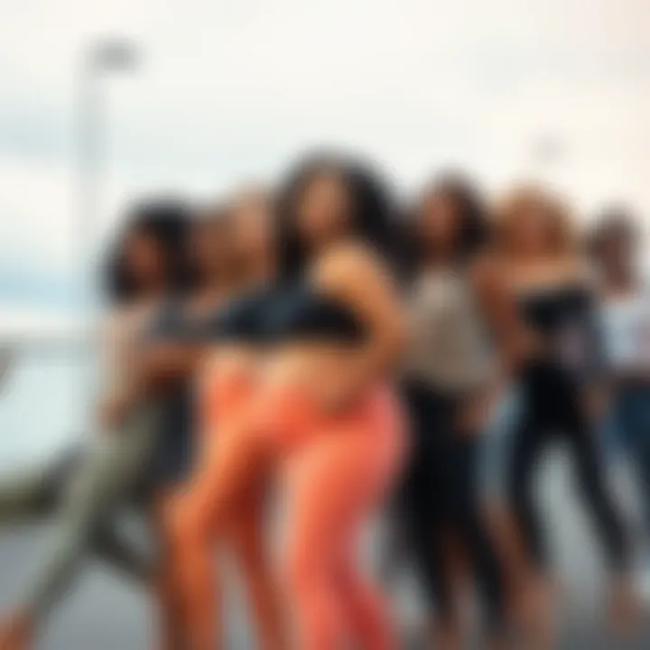 Embracing Body Positivity in Peach Booty Leggings Diverse group of individuals confidently wearing peach booty leggings