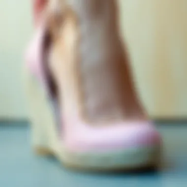 Intricate Wedge Detailing Close-up of espadrille wedge detailing and stitching