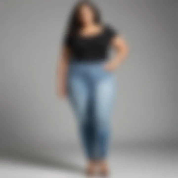 Diverse styling options for plus size color block jeans