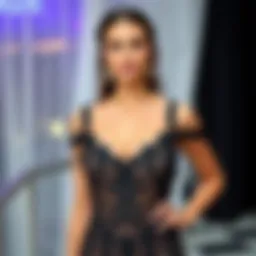 Elegant black lace party dress with intricate detailing