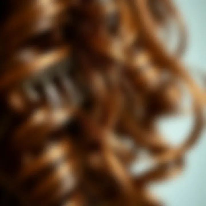 Close-up of clip-in curly hair extensions