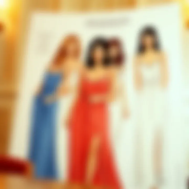 A fashion illustration depicting various styles of spaghetti strap nightgowns