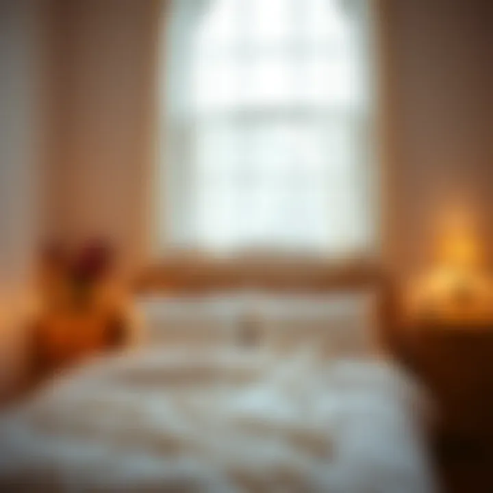 A serene bedroom setting featuring a stylish spaghetti strap nightgown