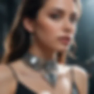 Close-up view of the technology embedded in a photo projection necklace