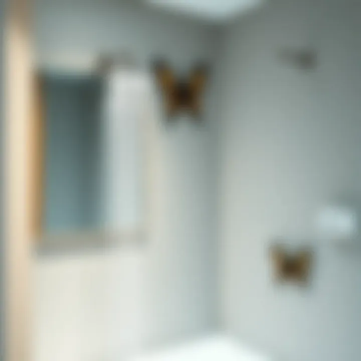 Installation process of butterfly shower hooks in a modern bathroom