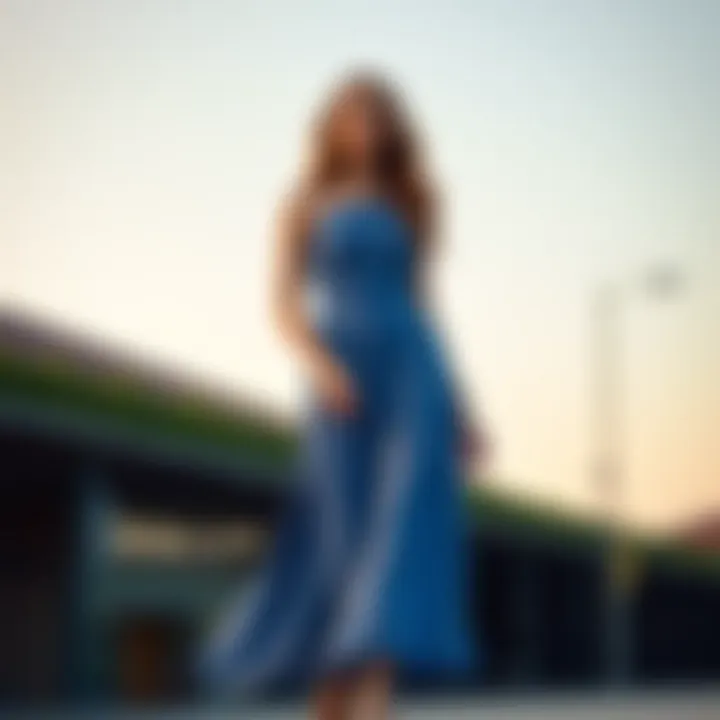 Elegant solid-color mid-length dress styled for casual outings