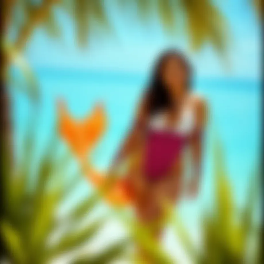 Stylish plus size mermaid swimsuit in vibrant colors