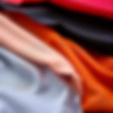 Close-up shot of various fabric swatches ideal for see-through camisoles, highlighting texture and color.