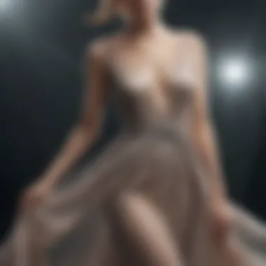 Elegance of Sparkle Sheer Fabric in Fashion An elegant dress made from sparkle sheer fabric, highlighting its graceful flow.